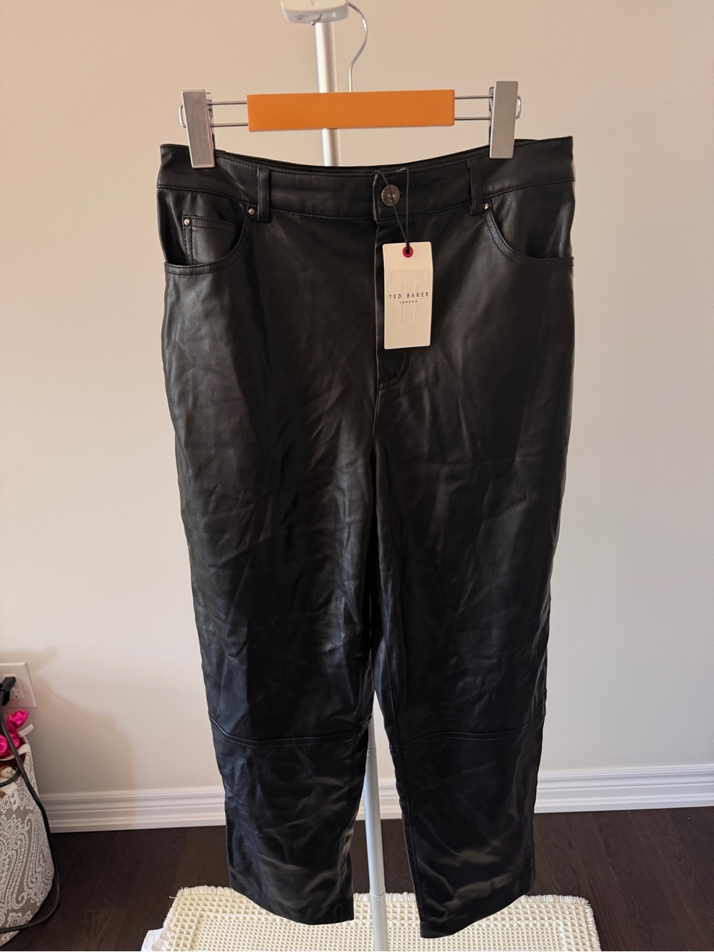 Ted Baker Plaider Faux Leather Straight-Leg Jeans